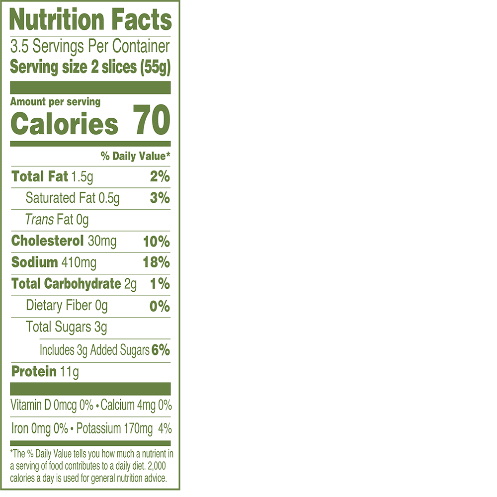 Applegate Naturals® Honey Uncured Ham Nutrition Information