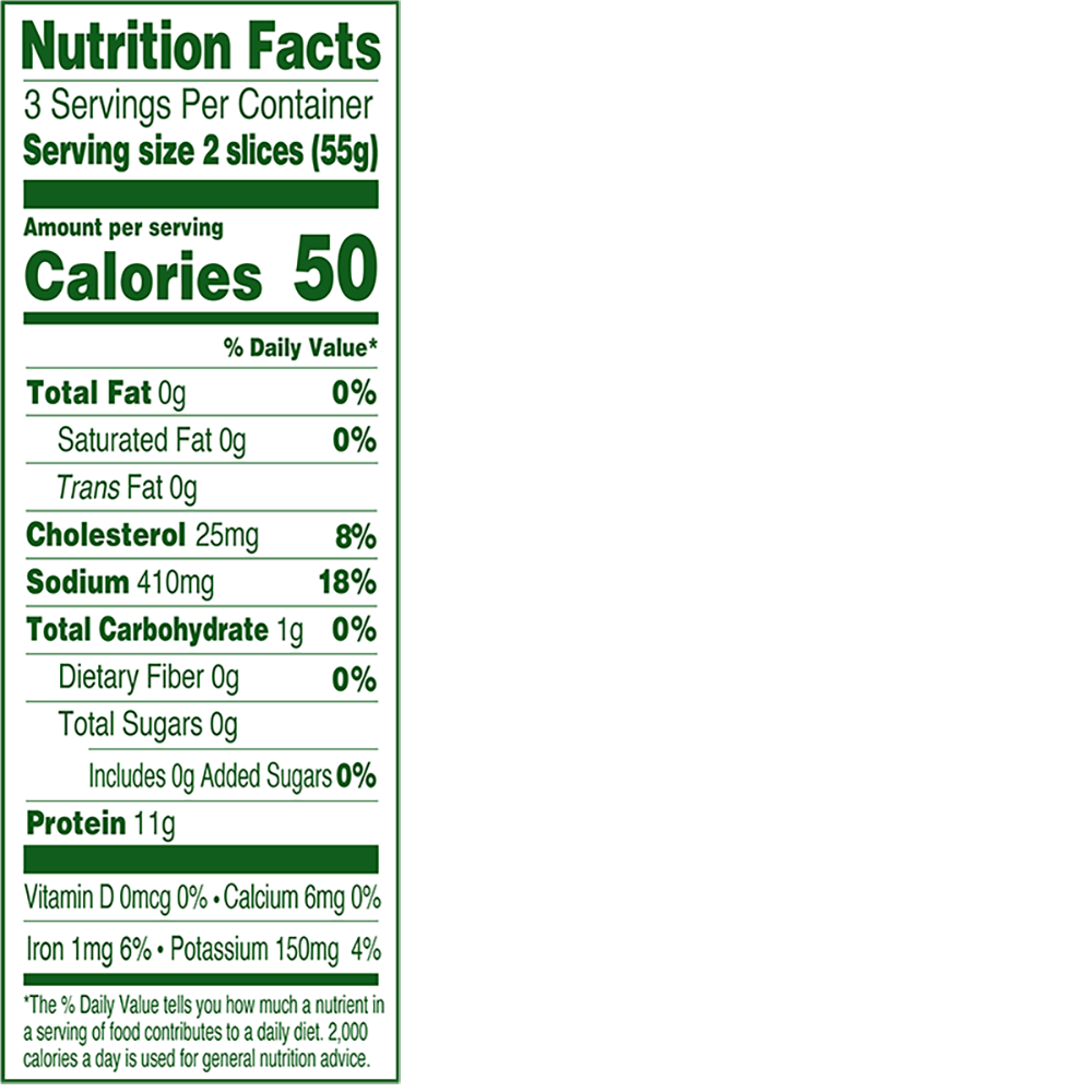 Applegate Organics® Herb Turkey Breast Nutrition Panel 